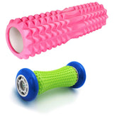 Strauss ST-1442 Grid Foam Roller (Pink), 33 cm and Foot/Hand Massage Roller